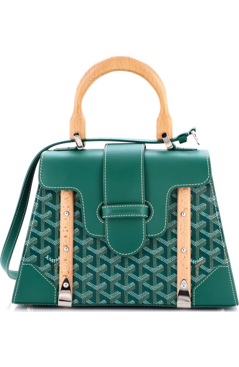 Pre-Owned Goyard Saigon Top Handle Bag Coated Canvas with Leather PM, Main, color, Green