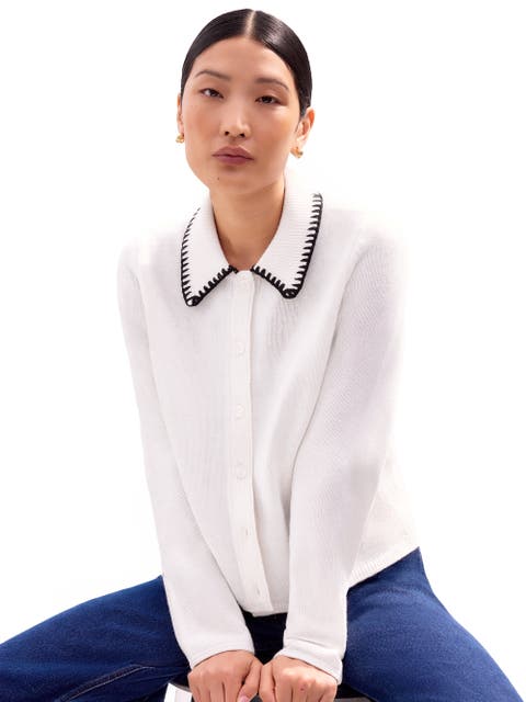 Long Sleeve Stitch Collar Cardigan