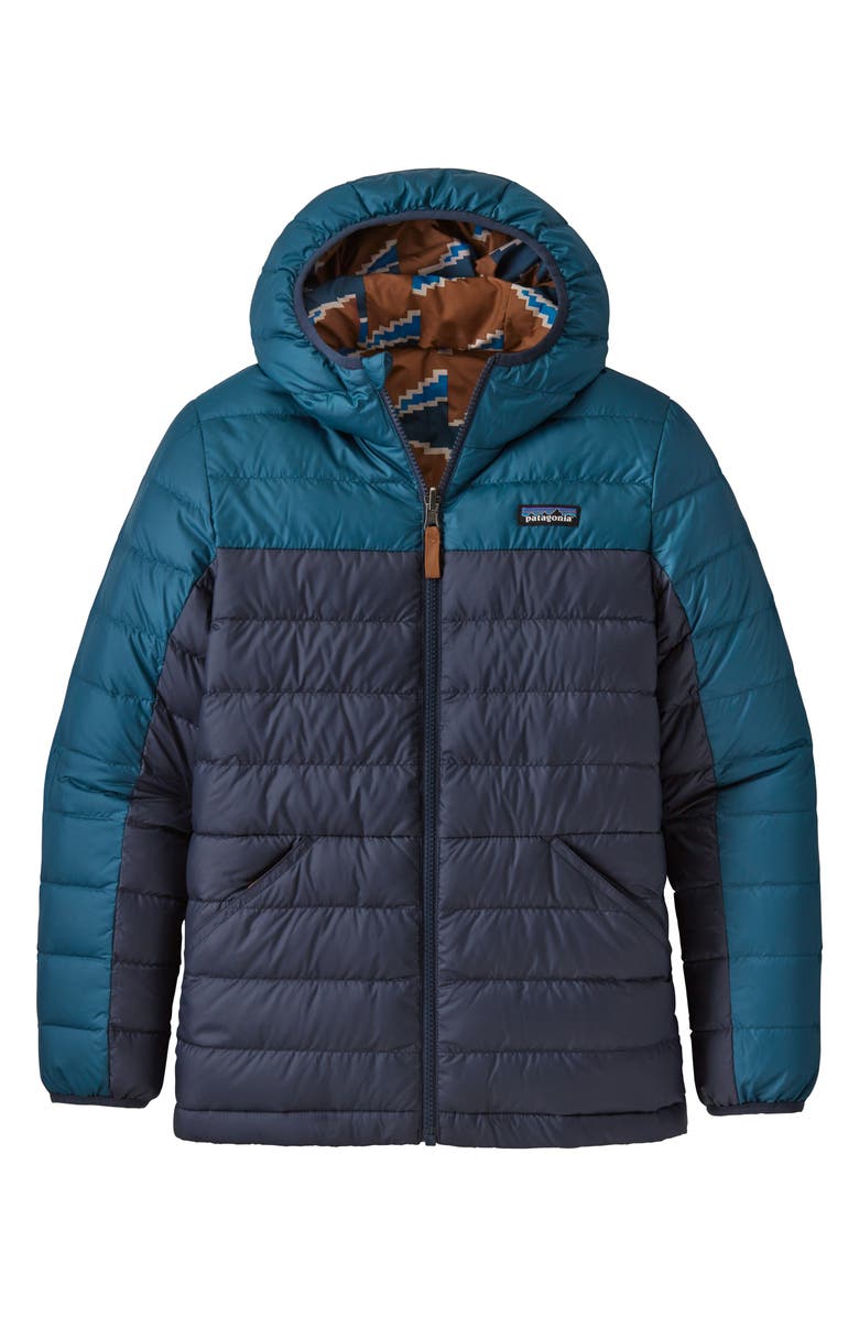 Patagonia Water Repellent Reversible Down Sweater Hoodie, Main, color,