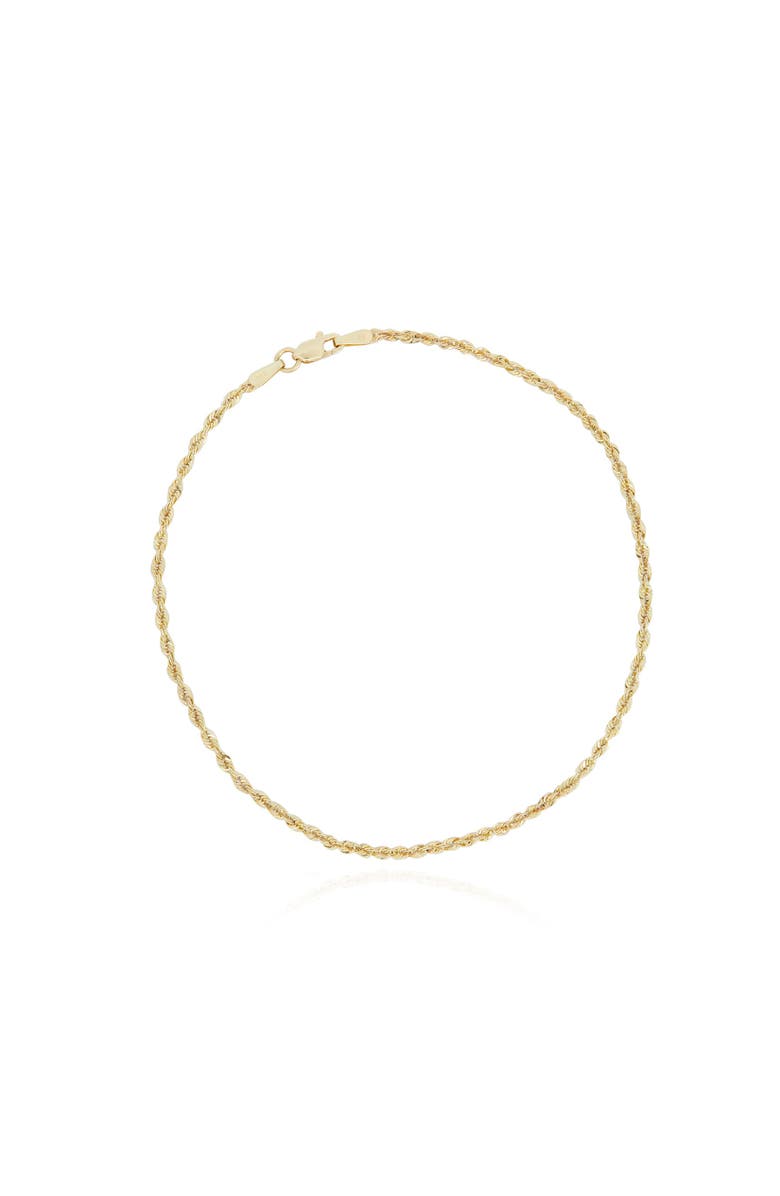 The Lovery Fine Jewelry Rope Chain Bracelet, Main, color, Yellow Gold