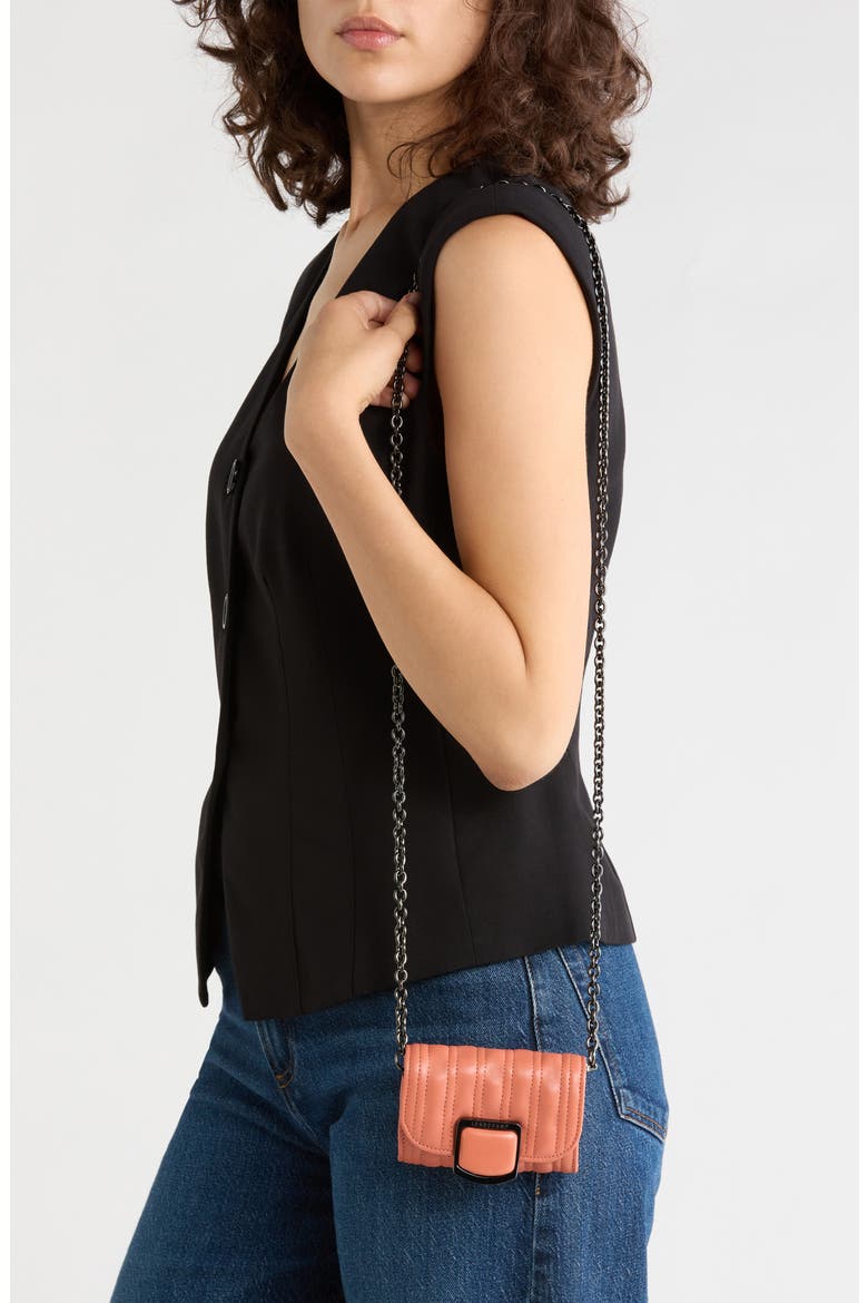 Brio Quilted Leather Card Holder on a Chain, Alternate, color, BLUSH