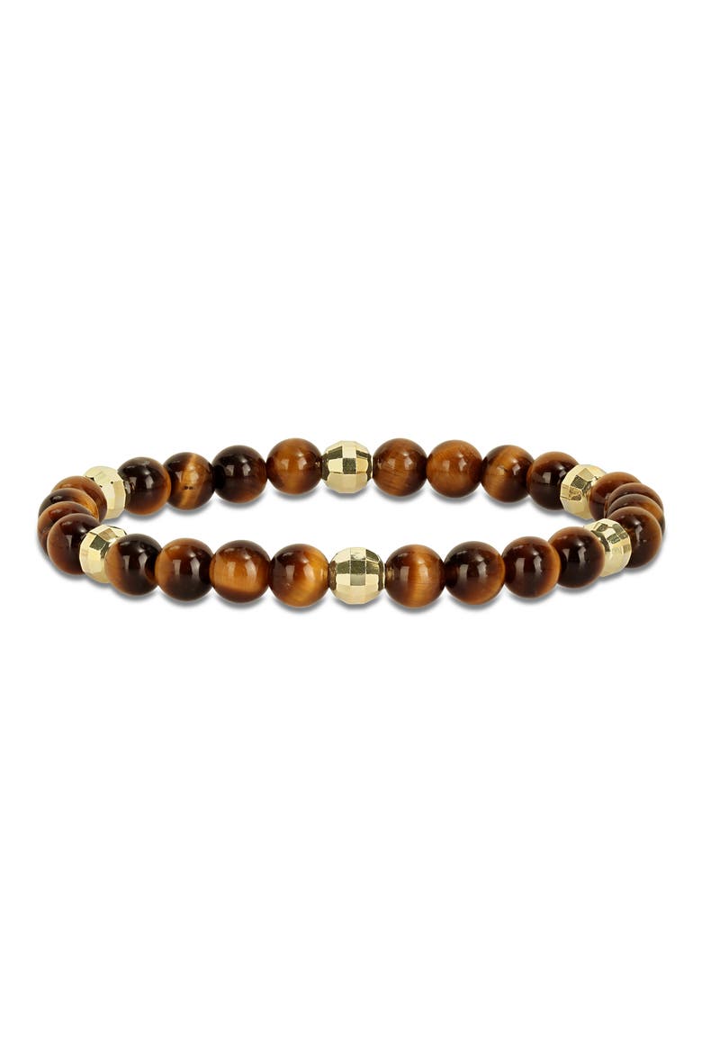 Tiger's Eye Stretch Beaded Bracelet, Main, color, BROWN