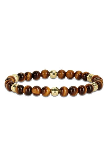 Delmar Gender Inclusive Tiger's Eye Stretch Beaded Bracelet In Brown
