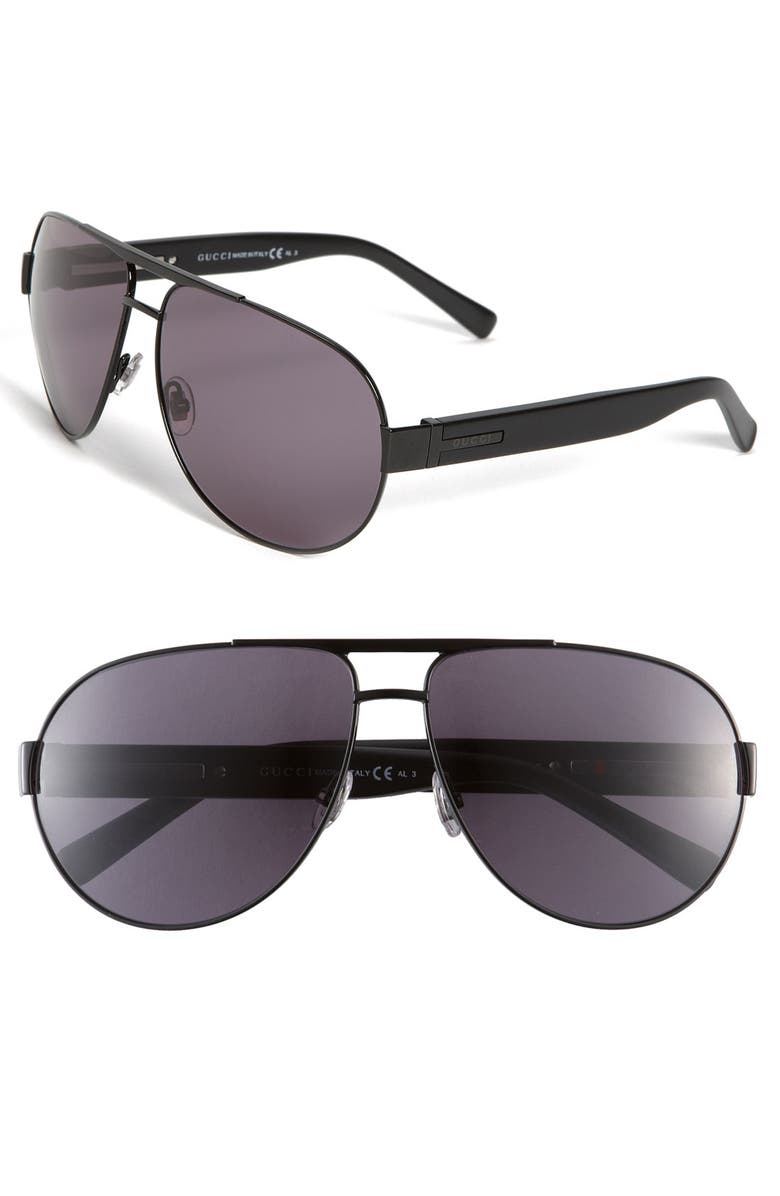 Gucci Stainless Steel Aviator Sunglasses, Main, color, 
