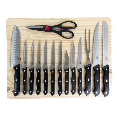Wildcraft 15 Piece Stainless Steel Cutlery Set with Pine Wood Cutting Board