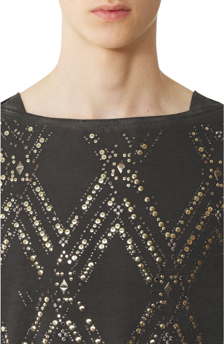 Lanvin Black Sequin And Bead Top, Alternate, color, Geometric, Black