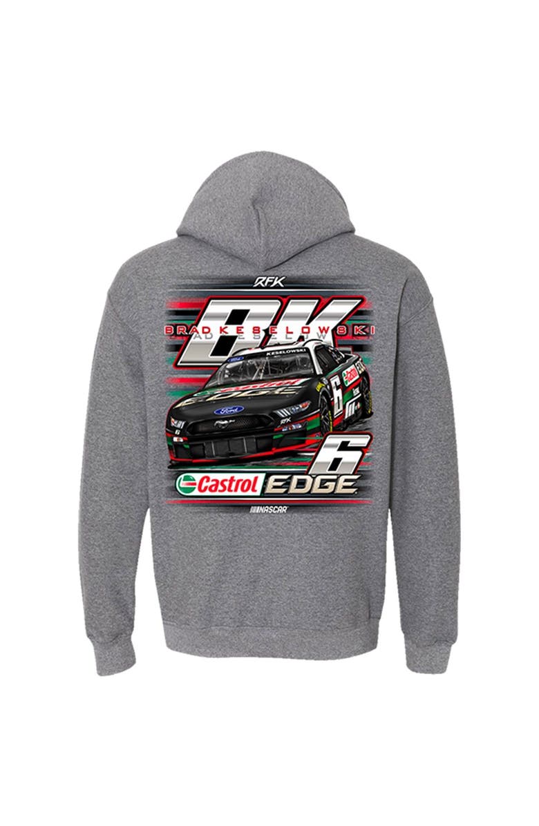 RFK Racing Men's RFK Racing Heather Gray Brad Keselowski Castrol Edge Car Pullover Hoodie, Alternate, color, 