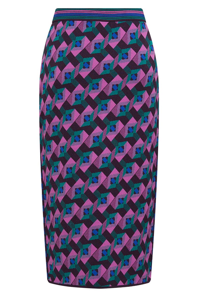 Gusta Geometric Knit Pencil Skirt, Alternate, color, STAGE BOSS PINK