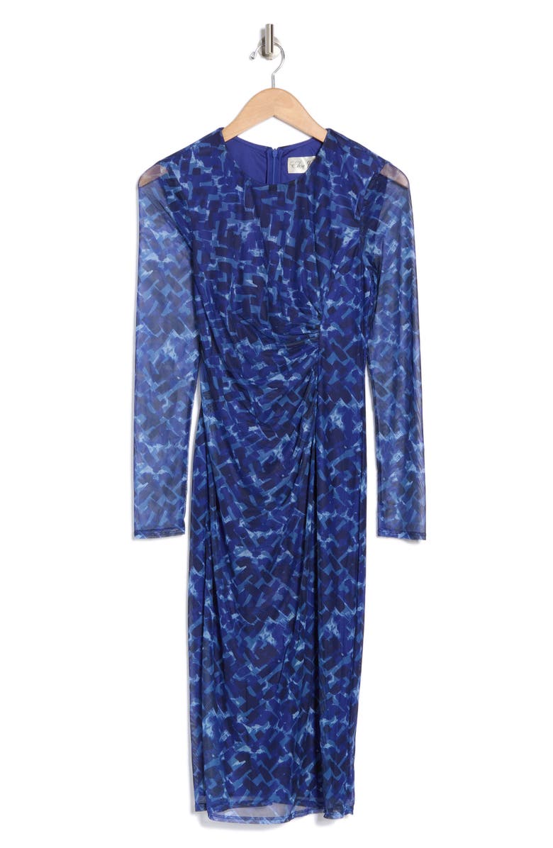 Eliza J Sheer Sleeve Midi Dress, Alternate, color, Roy