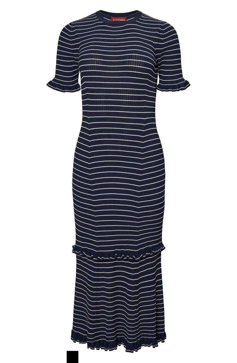 Altuzarra Delpini Stripe Ruffle Rib Sweater Dress, Main, color, 