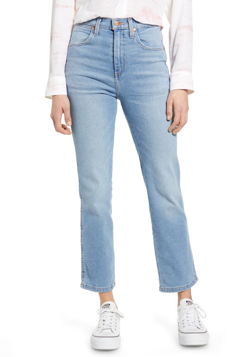Wrangler Heritage High Waist Ankle Straight Leg Jeans, Main, color, 