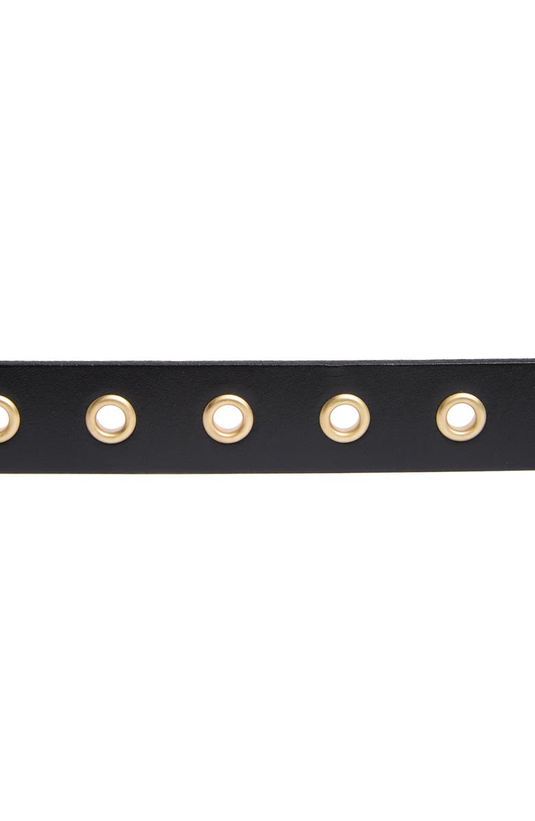 AllSaints Black Leather Belt, Alternate, color, Black / Antique Nickel