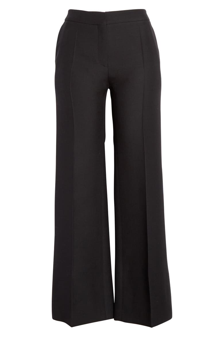 Wool & Silk Straight Leg Ankle Pants, Alternate, color, NERO