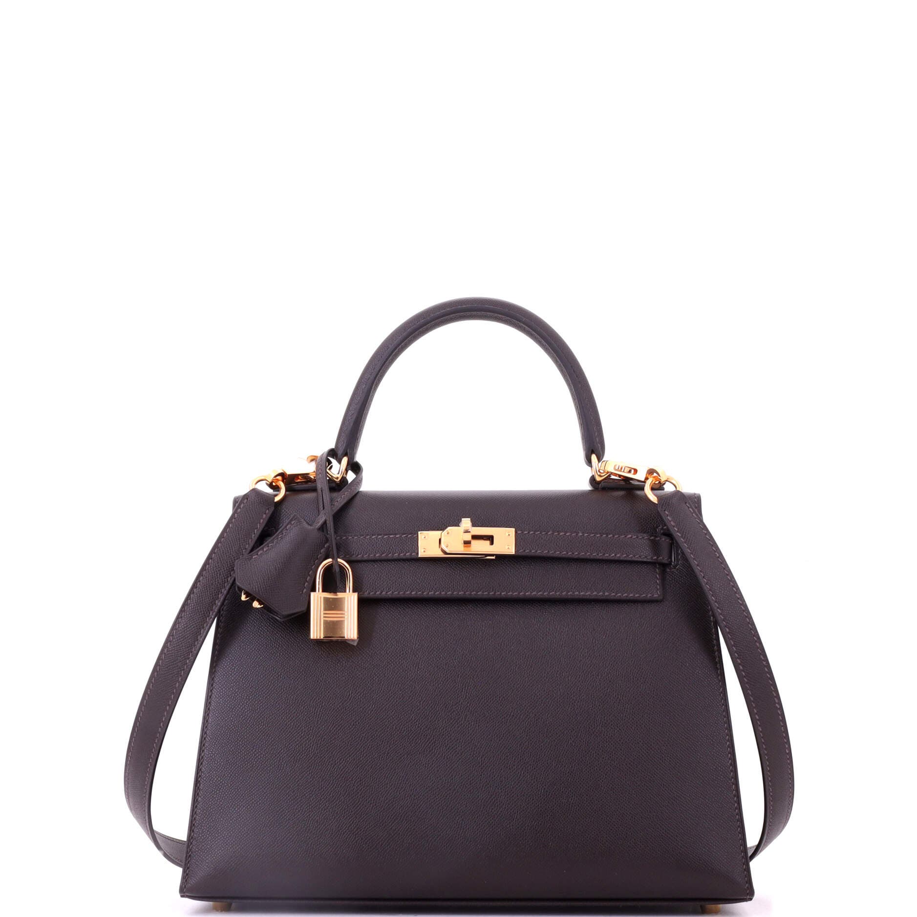 Pre-Owned Hermes Kelly Handbag Brown Madame with Gold Hardware 25, Main, color, Bai Brun