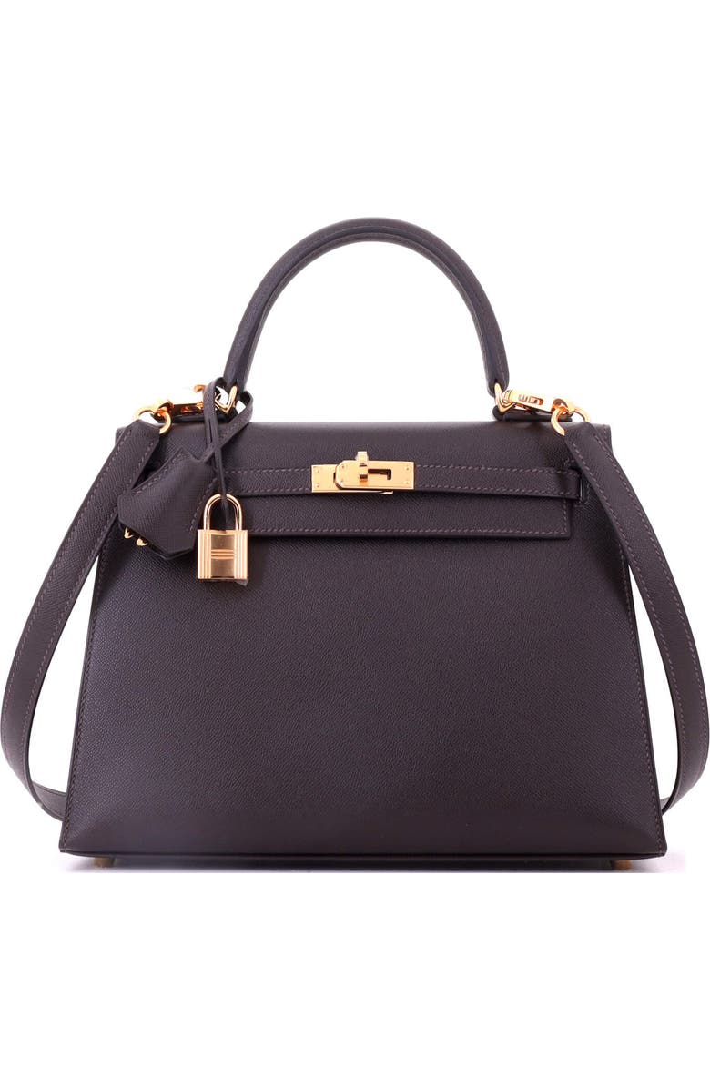Pre-Owned Hermes Kelly Handbag Brown Madame with Gold Hardware 25, Main, color, Bai Brun
