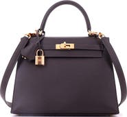 Pre-Owned Hermes Kelly Handbag Brown Madame with Gold Hardware 25