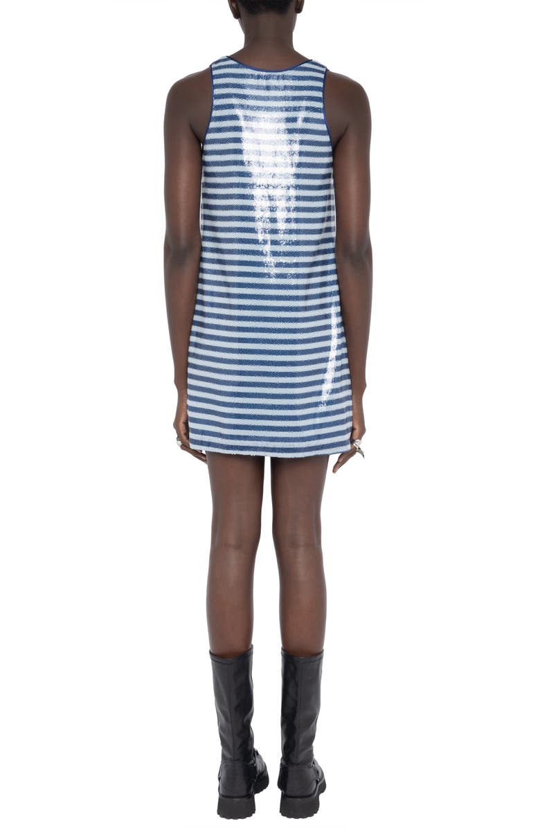 Zadig & Voltaire Rasha Sequin Stripe Sleeveless Dress, Alternate, color, Sky