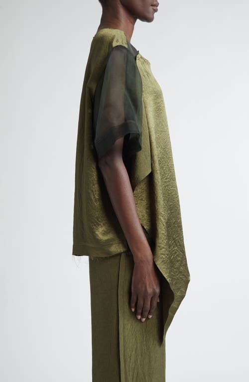 Jason Wu Collection Asymmetrical Silk Organza & Crinkled Satin Top