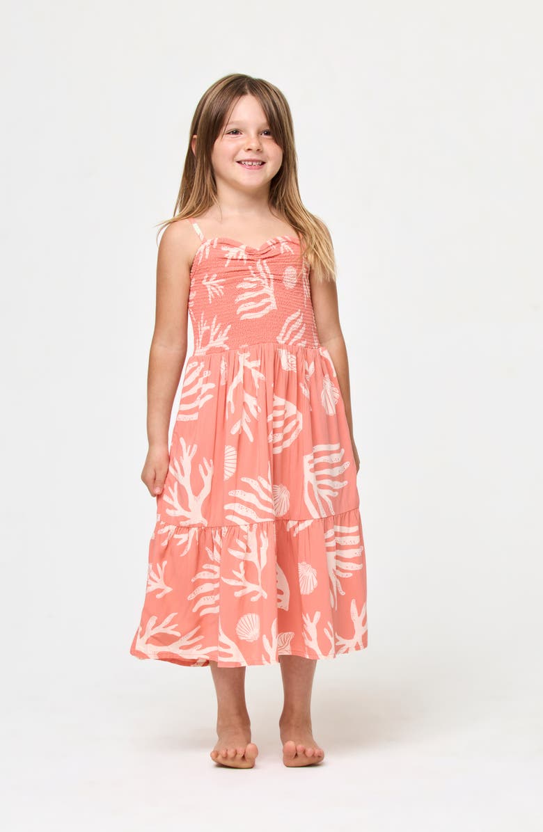 LSPACE Kids' Little L Menorca Smocked Bodice Sundress, Alternate, color, Shell Or High Water