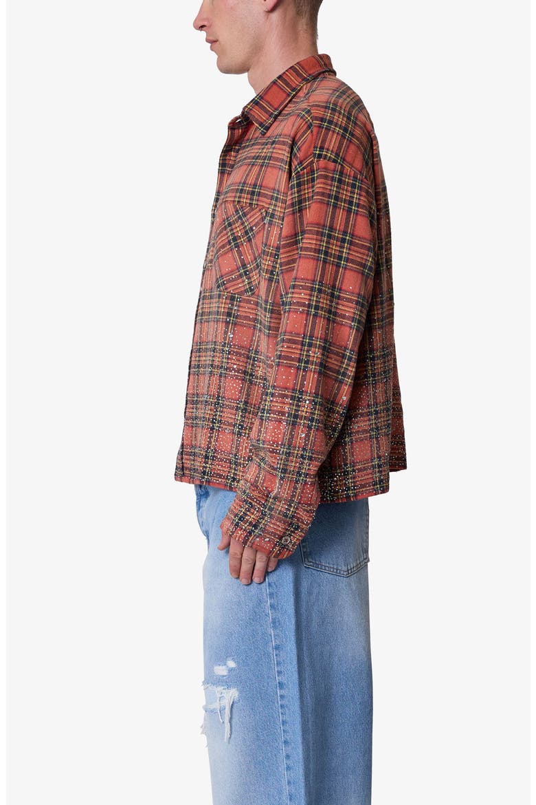 Rhinestone Flannel Button-Up Shirt, Alternate, color, RED