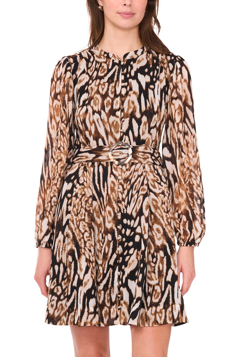 Halogen<sup>®</sup> Long Sleeve Belted A-Line Dress, Alternate, color, Cobblestone