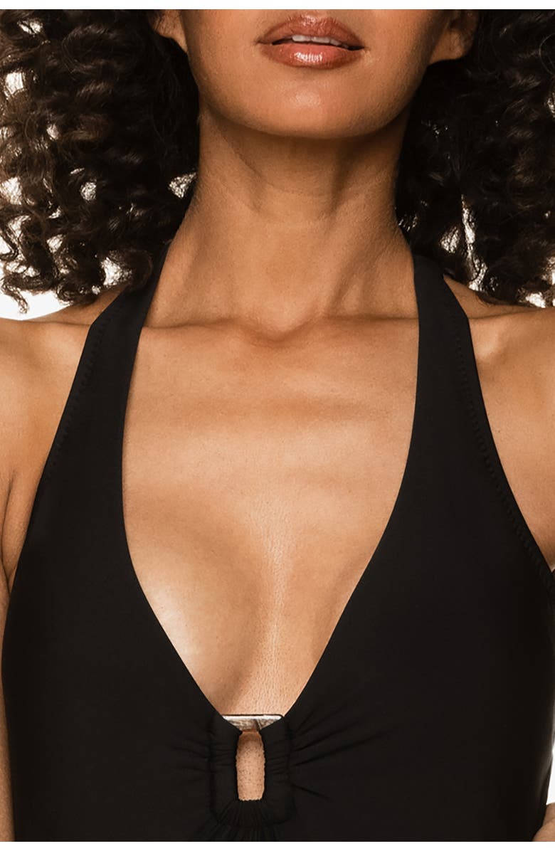 HELEN JON Plunge Tortoise One-Piece, Alternate, color, Black