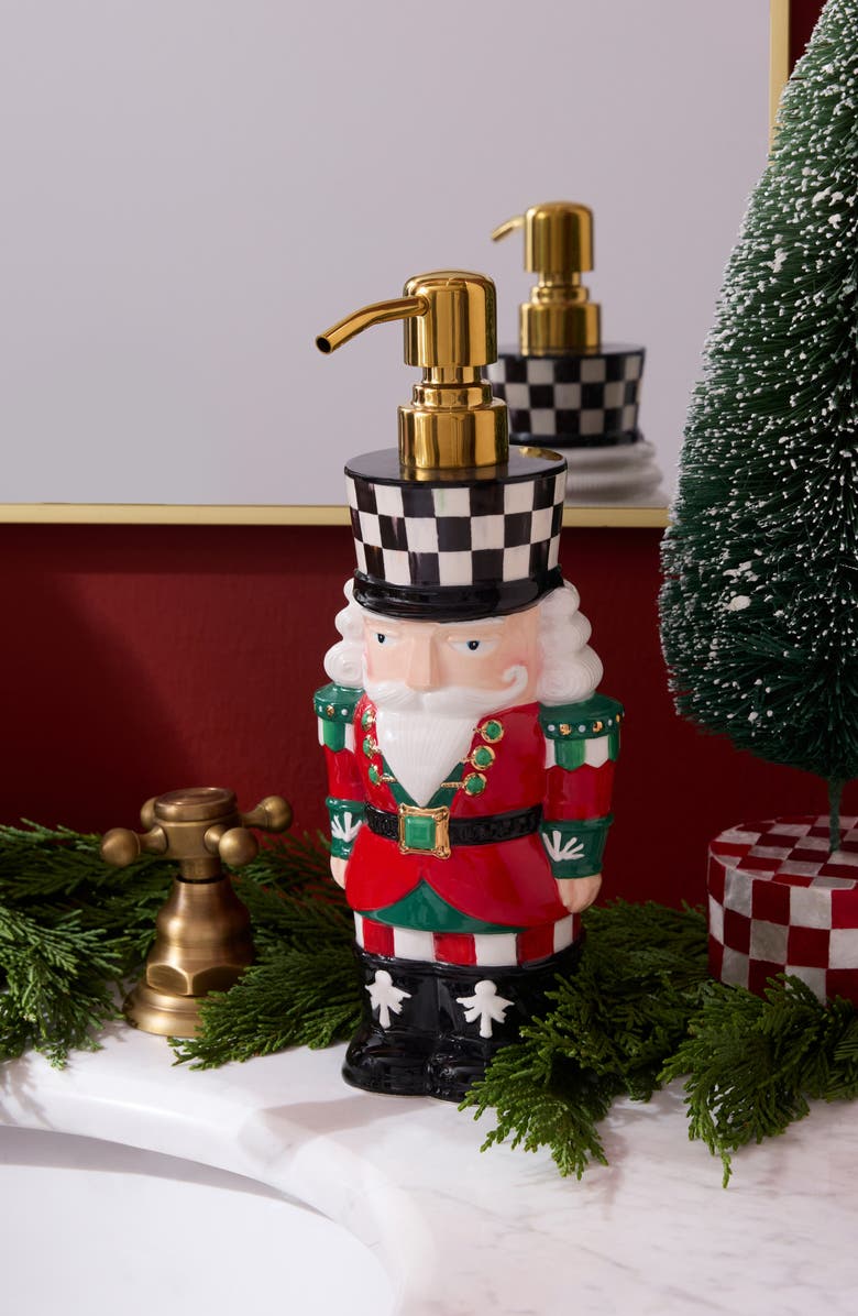 MACKENZIE CHILDS Check It Out Ceramic Nutcracker Soap Dispenser, Alternate, color, Red