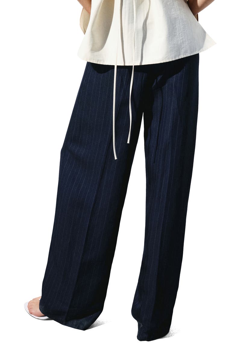 Pinstripe Suit Pants, Main, color, NAVY