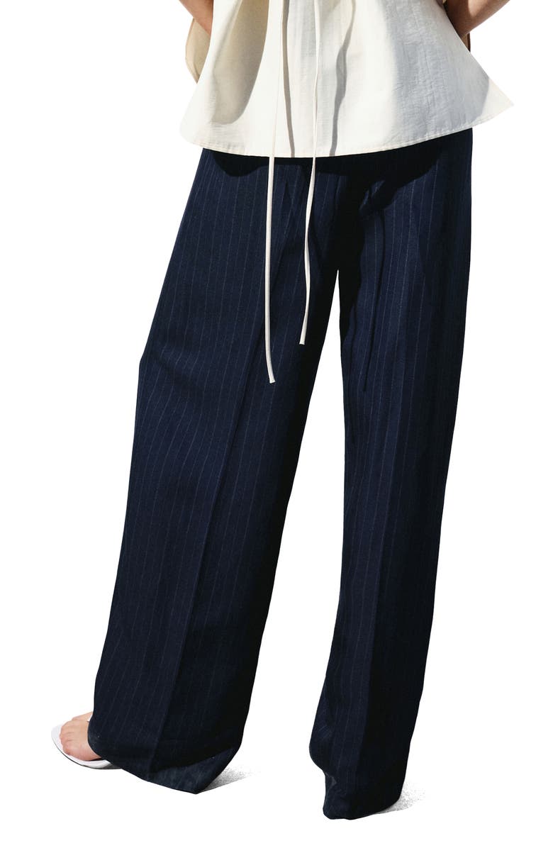 MANGO Pinstripe Suit Pants, Main, color, Navy