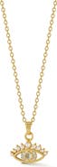 SPHERA MILANO Faux Pearl & Cubic Zirconia Evil Eye Pendant Necklace