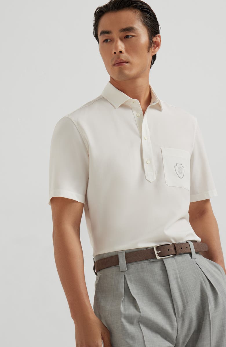 Brunello Cucinelli Polo with pocket and logo, Alternate, color, White