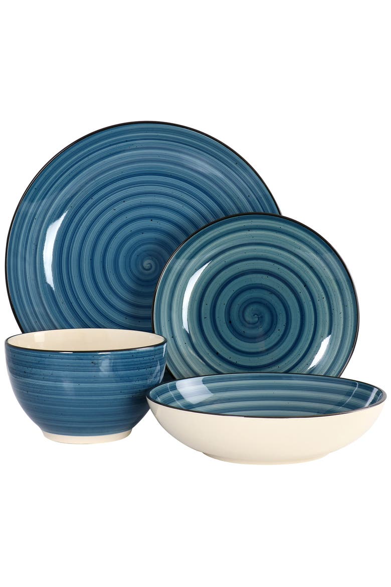 Gia 24 Piece Round Stoneware Dinnerware Set, Alternate, color, White