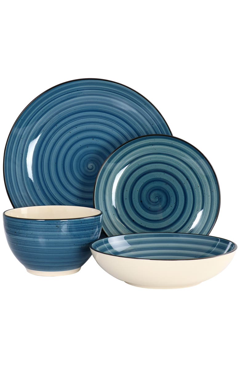Elama Gia 24 Piece Round Stoneware Dinnerware Set, Alternate, color, White