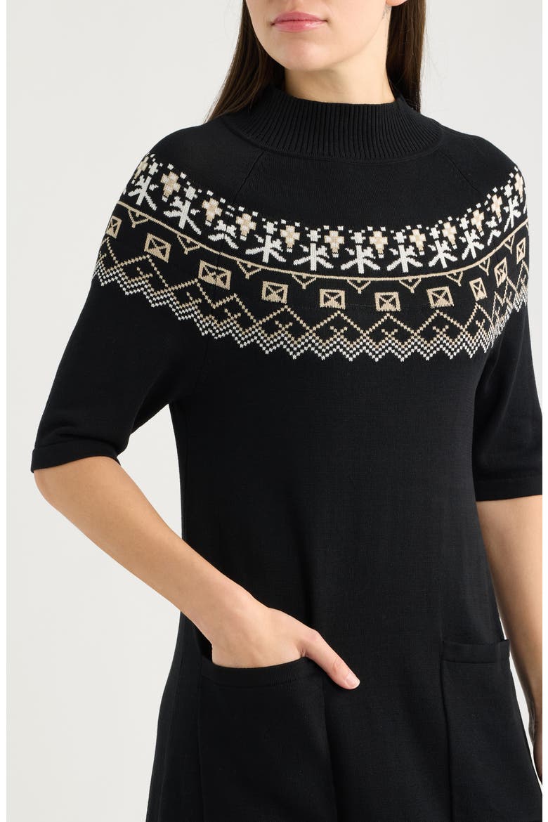 Fair Isle Sweater Dress, Alternate, color, BLACK