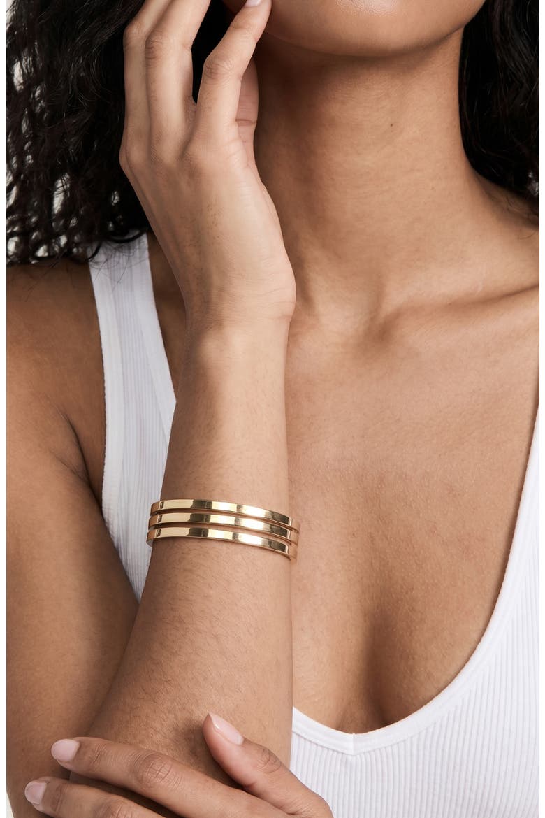 Set of 3 Smooth Bangle Bracelets, Alternate, color, GOLD