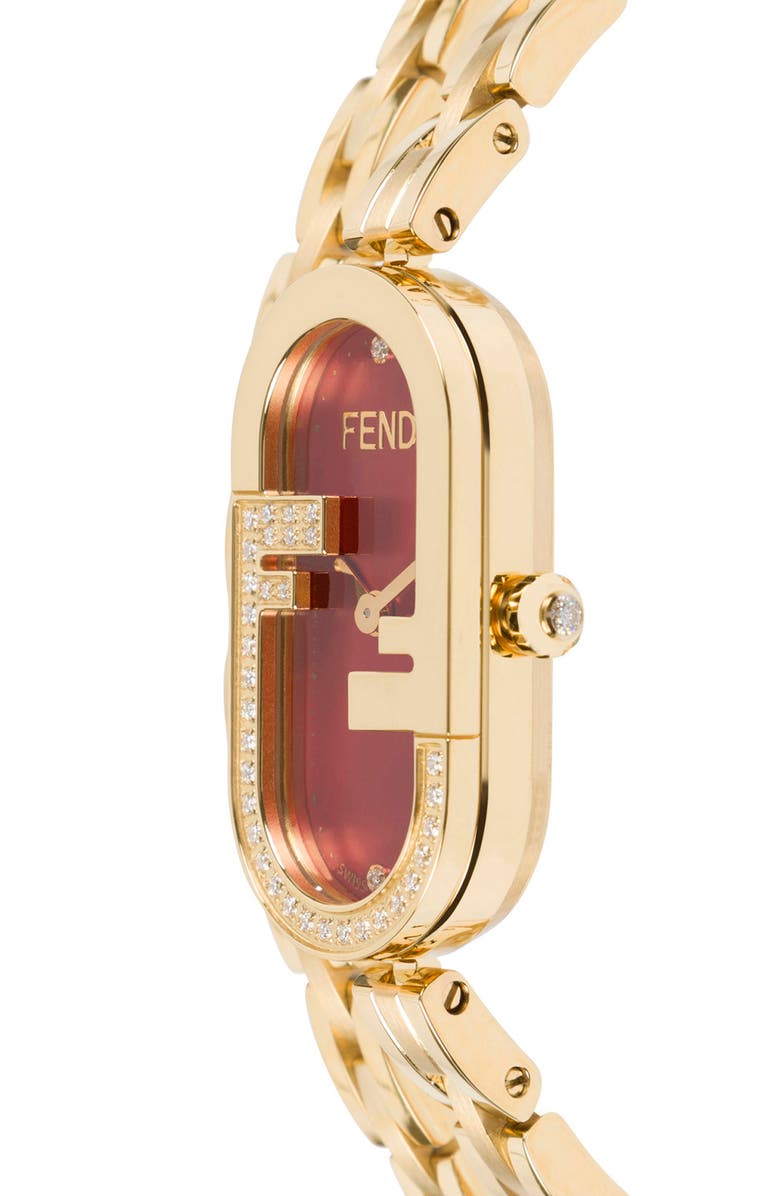 Fendi O'Lock Diamond Bracelet Watch, 14.8mm x 28.3mm, Alternate, color,