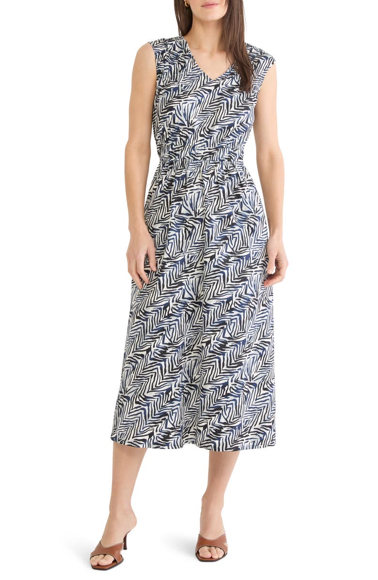 NIC+ZOE Dierdre Inked Lines Midi Dress, Main, color, Indigo Multi