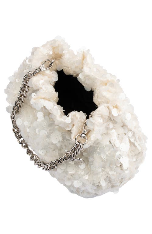 Olga Berg Mattie Sequin Top Handle Bag In White