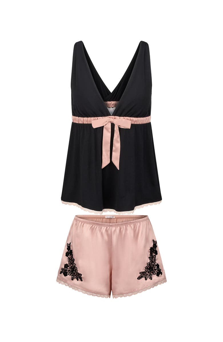 Adore Me Starsha Pajama Tank & Shorts Sleep Set, Alternate, color, Black