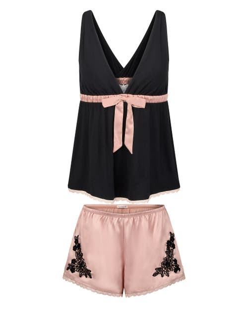 Adore Me Starsha Pajama Tank & Shorts Sleep Set In Black