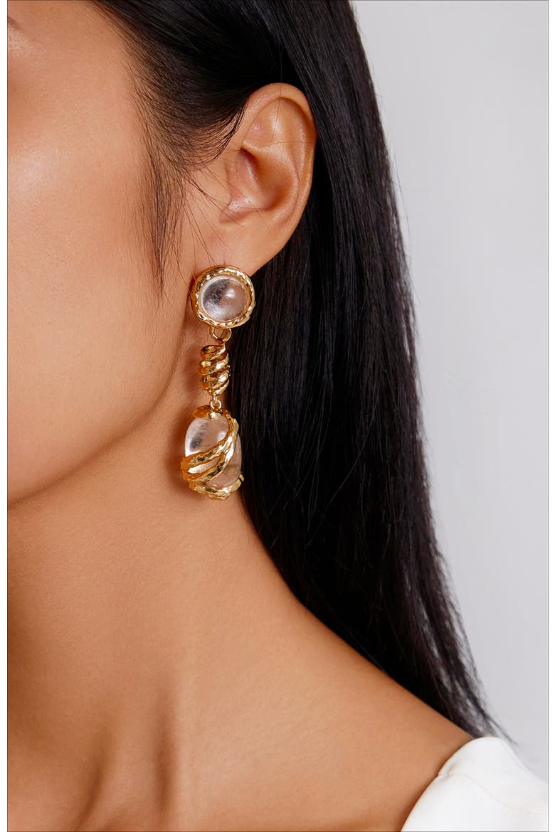 Aeolian Whispers Dangle Earrings, Alternate, color, Gold & Crystal Clear