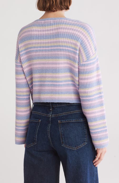 Nyc Knits By The Sweater Dept Tie Front Flare Sleeve Cardigan In Blue Combo