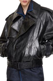 Burberry Cropped Embossed Leather Trench Jacket