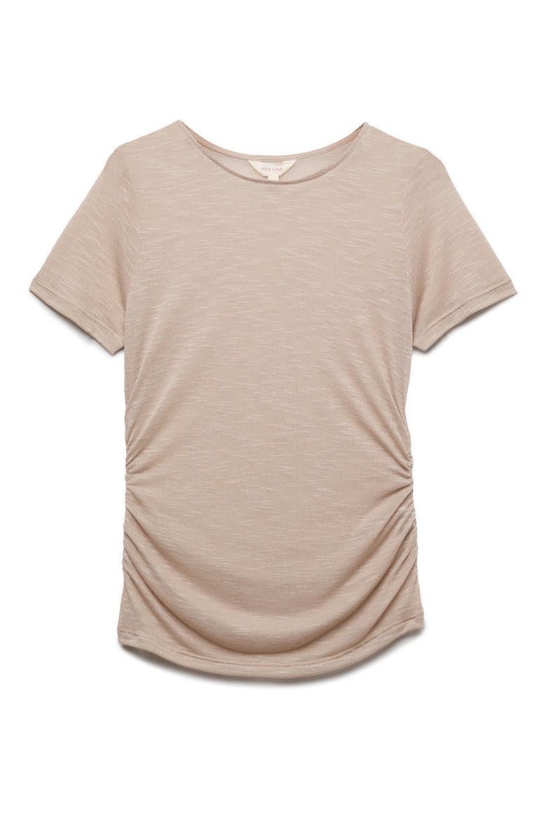 Ruched Slub Cotton T-Shirt, Alternate, color, BEIGE