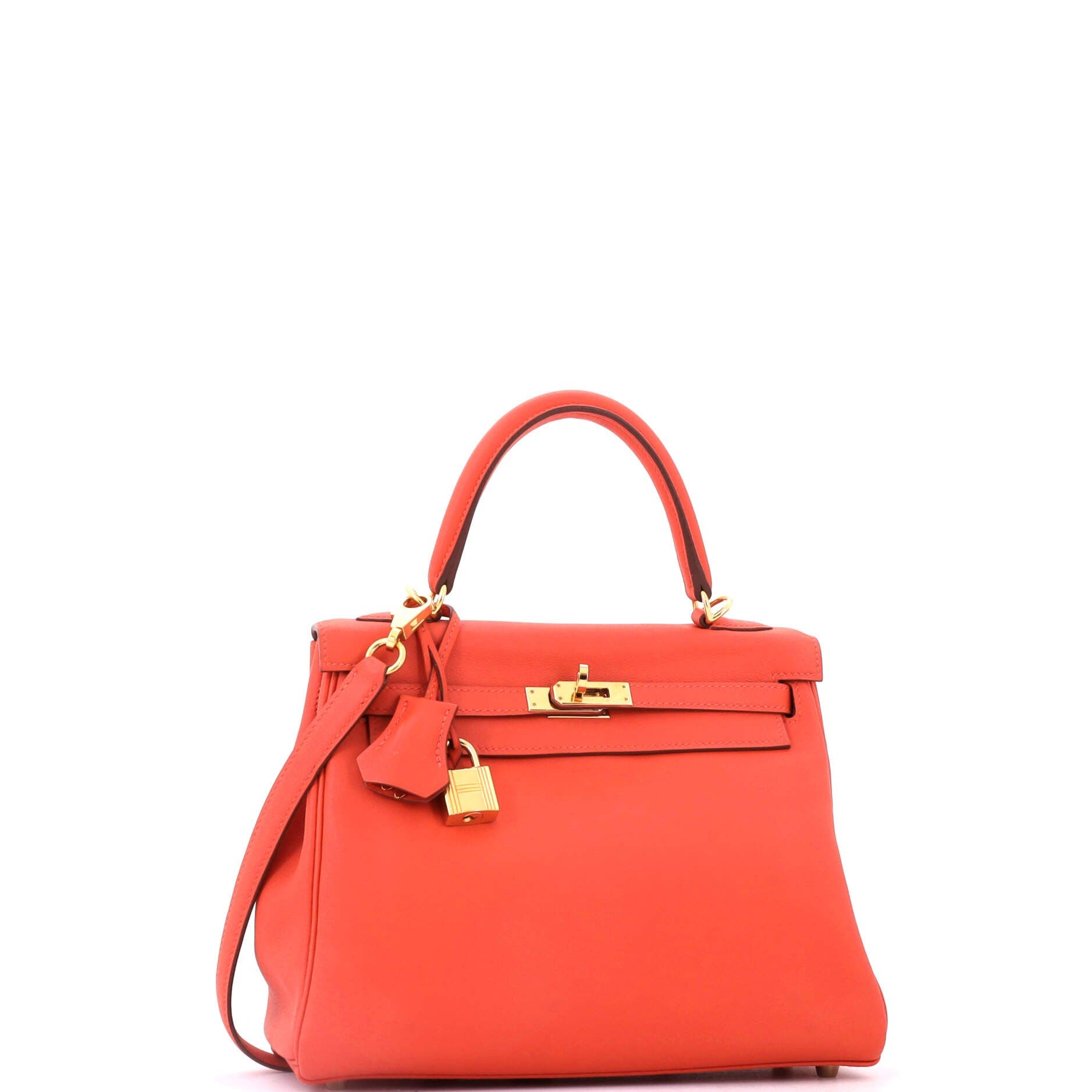 Kelly Handbag Orange Swift with Gold Hardware 25, Alternate, color, Red