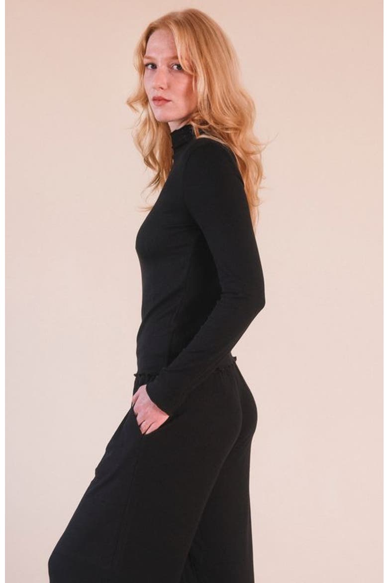 Norma Modal Ribbed Turtleneck, Alternate, color, Black