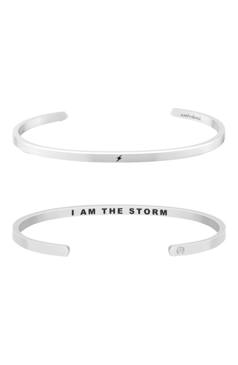 Mantra I Am The Storm bracelet, Main, color, Inside - Silver