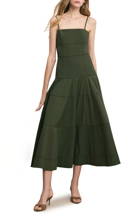 Ilona Topstitch Detail Cotton Blend Dress