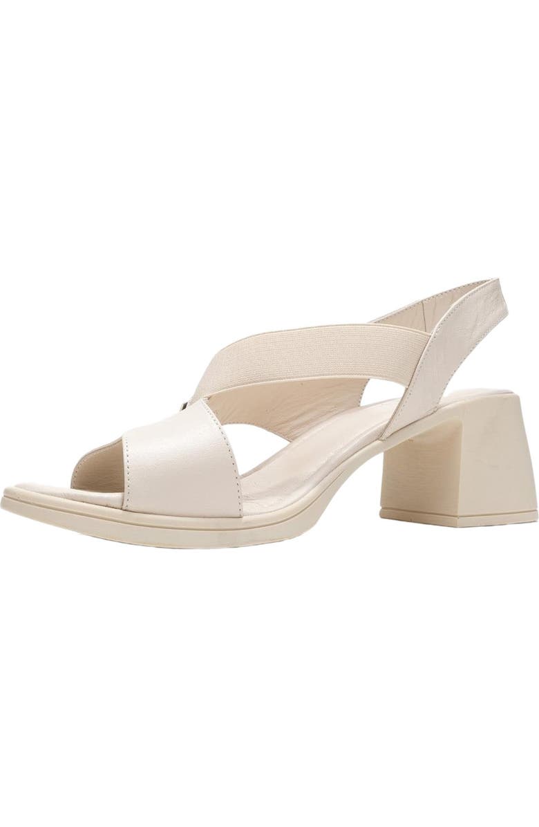 Forever & Always Shoes Crina Elasticated Leather Chunky Heel Sandal, Alternate, color, Beige Leather