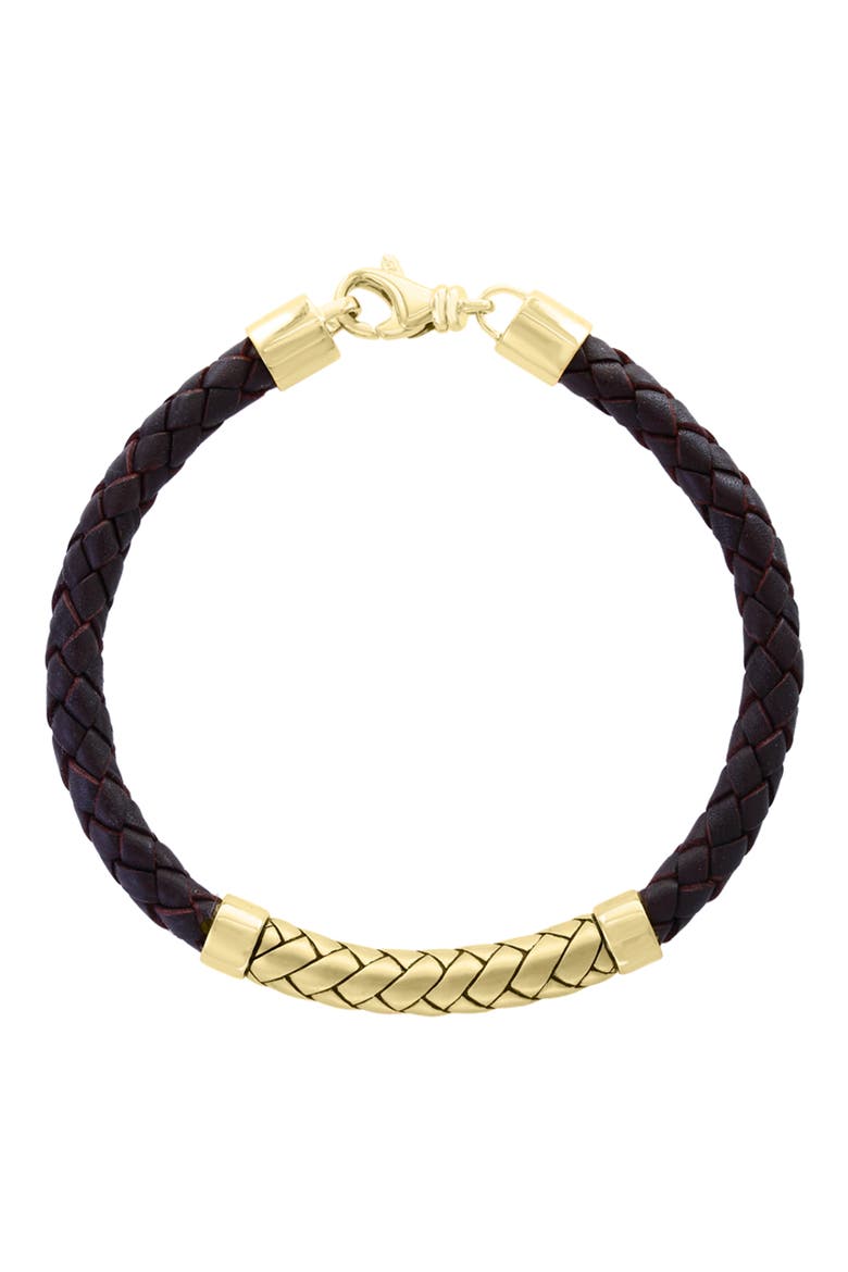 Braided Leather Bracelet, Main, color, BLACK